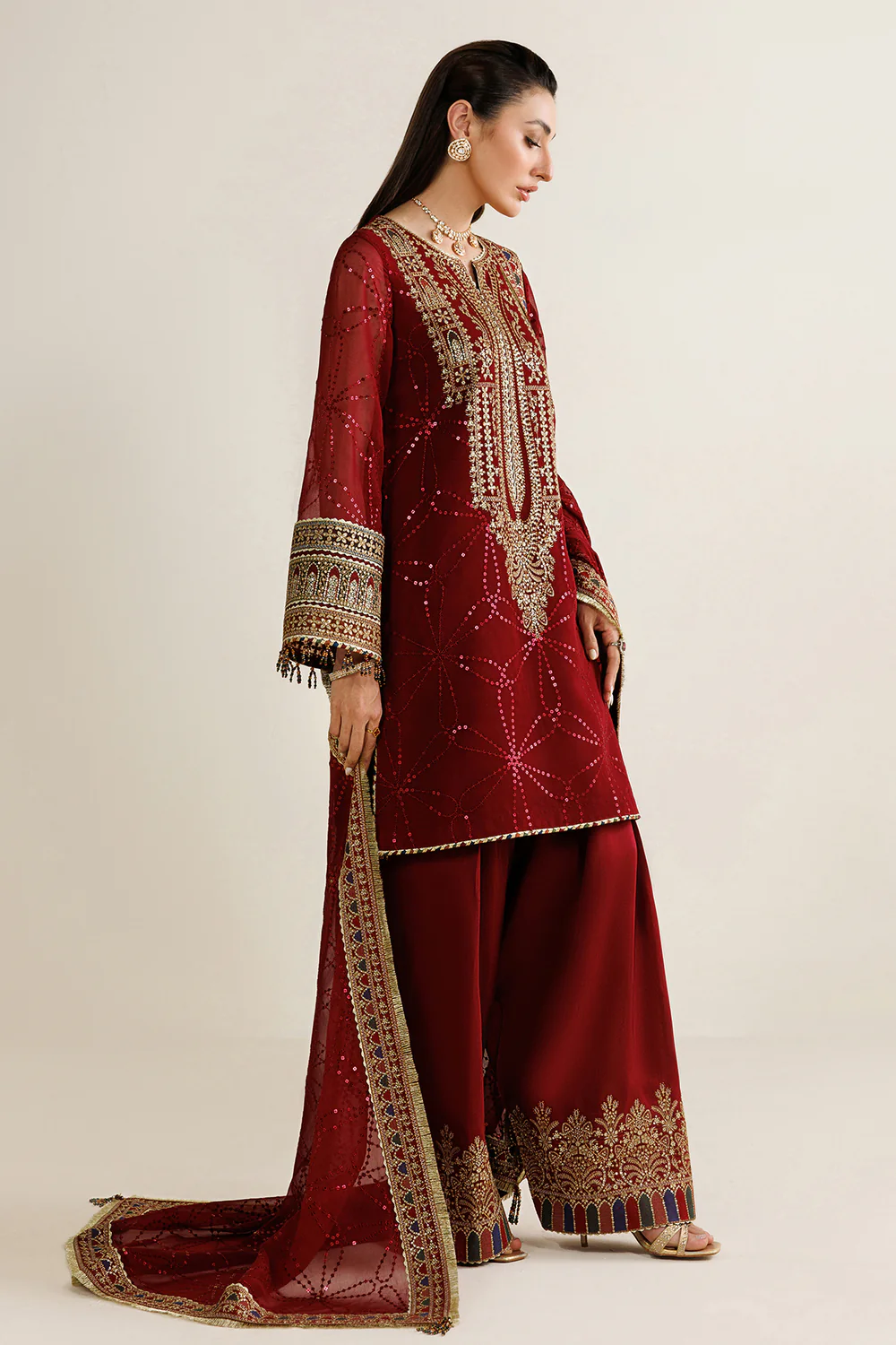 Jazmin Maroon Chiffon Formal Collection Replica - Image 3