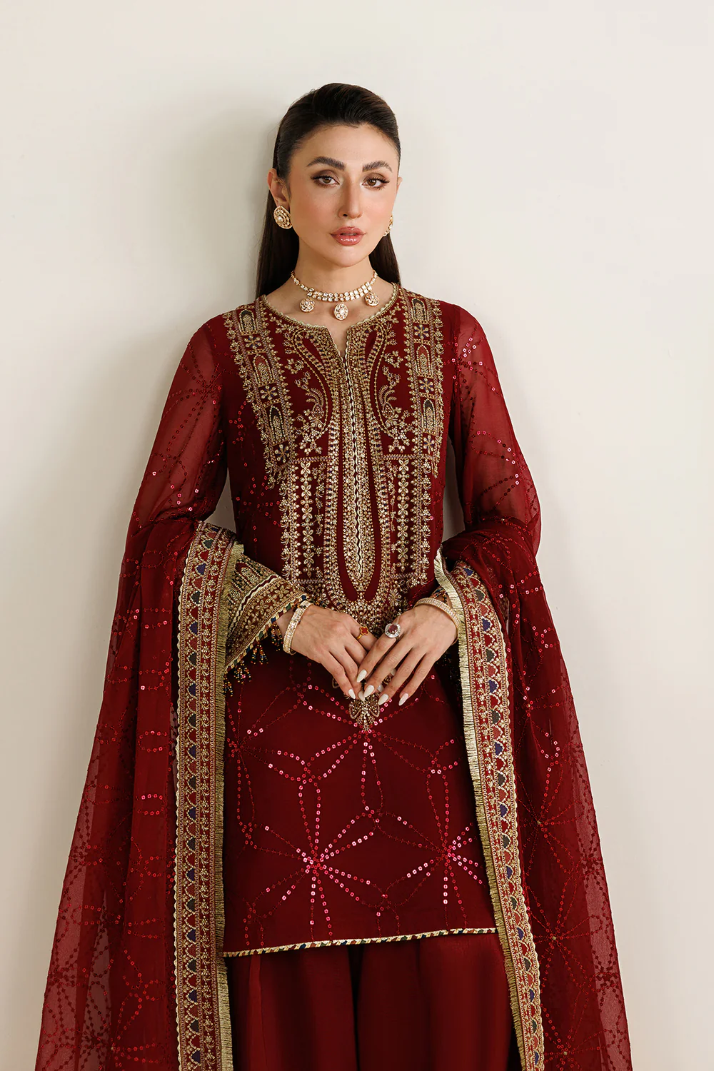 Jazmin Maroon Chiffon Formal Collection Replica - Image 4
