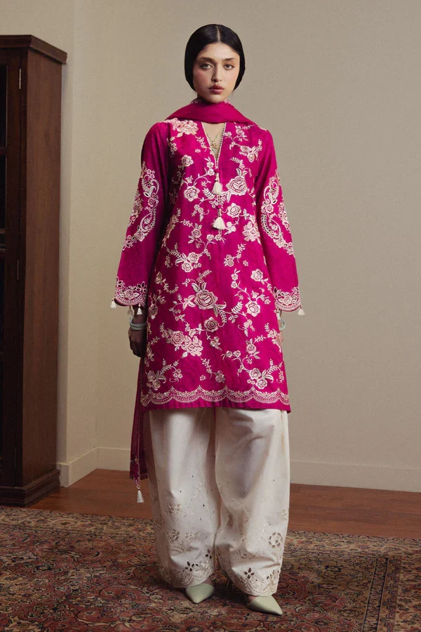 Zara Shahjahan Shocking Pink Luxury Lawn Collection Replica
