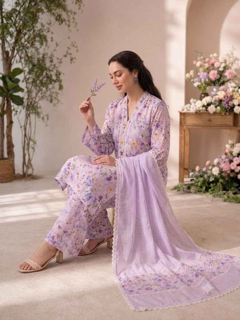 Shrenz Purple Luxury Lawn Collection Replica - Image 3