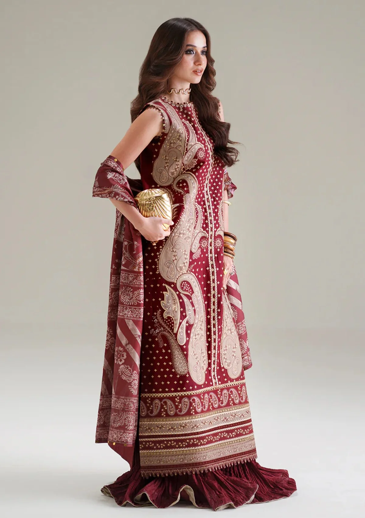 Alternative view of Bin Ilyas Red Luxury Lawn Collection Replica