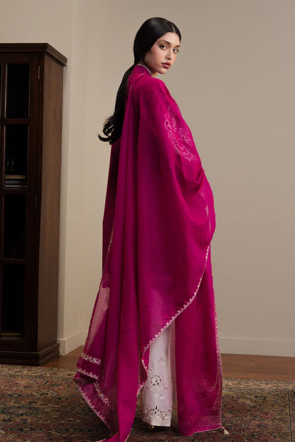 Zara Shahjahan Shocking Pink Luxury Lawn Collection Replica - Image 3