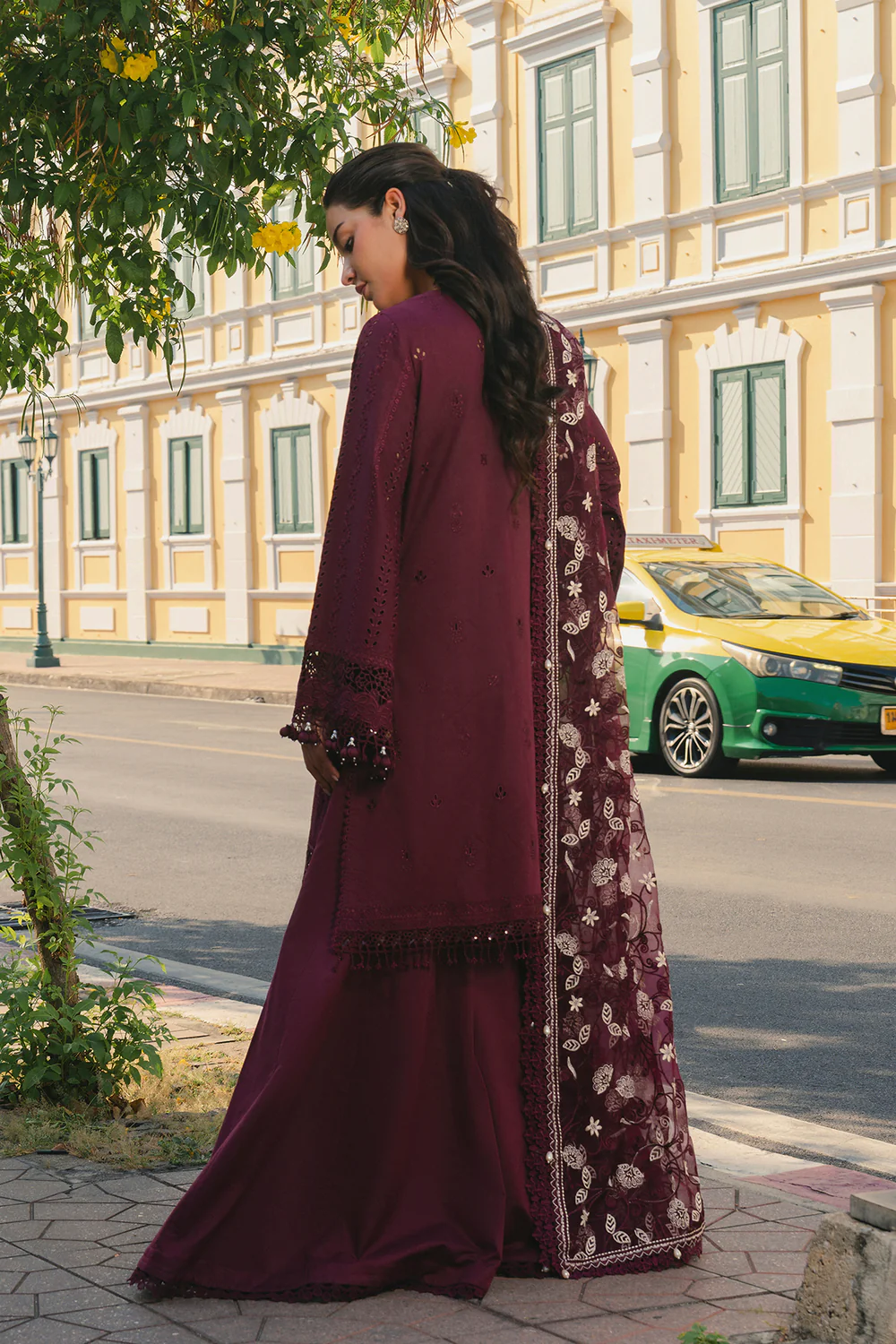Afrozeh Maroon Luxury Lawn Collection Replica - Image 4