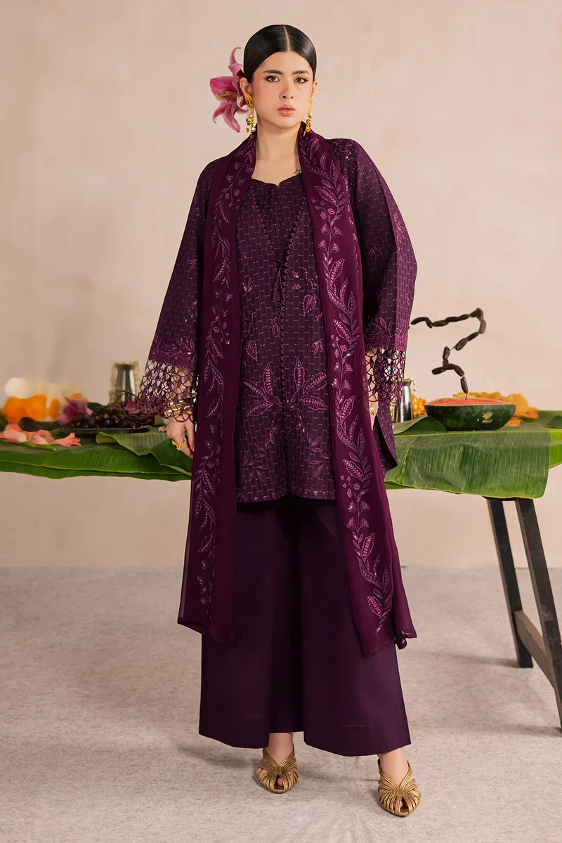 Nureh Purple Luxury Lawn Collection Replica