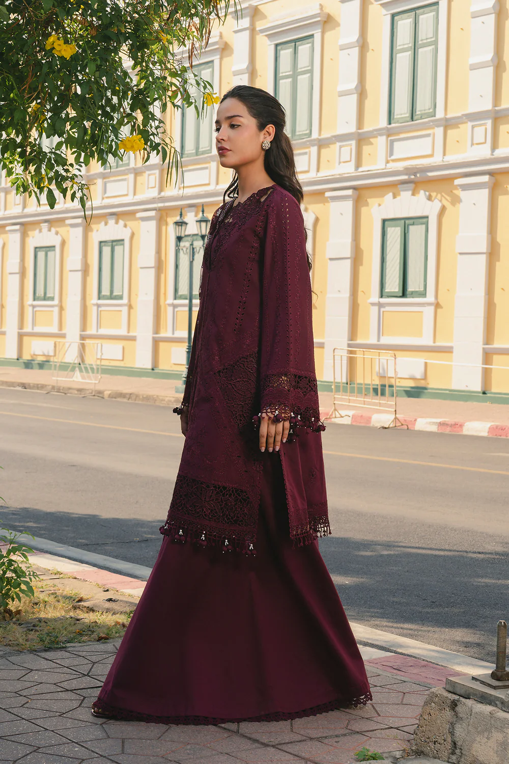 Alternative view of Afrozeh Maroon Luxury Lawn Collection Replica
