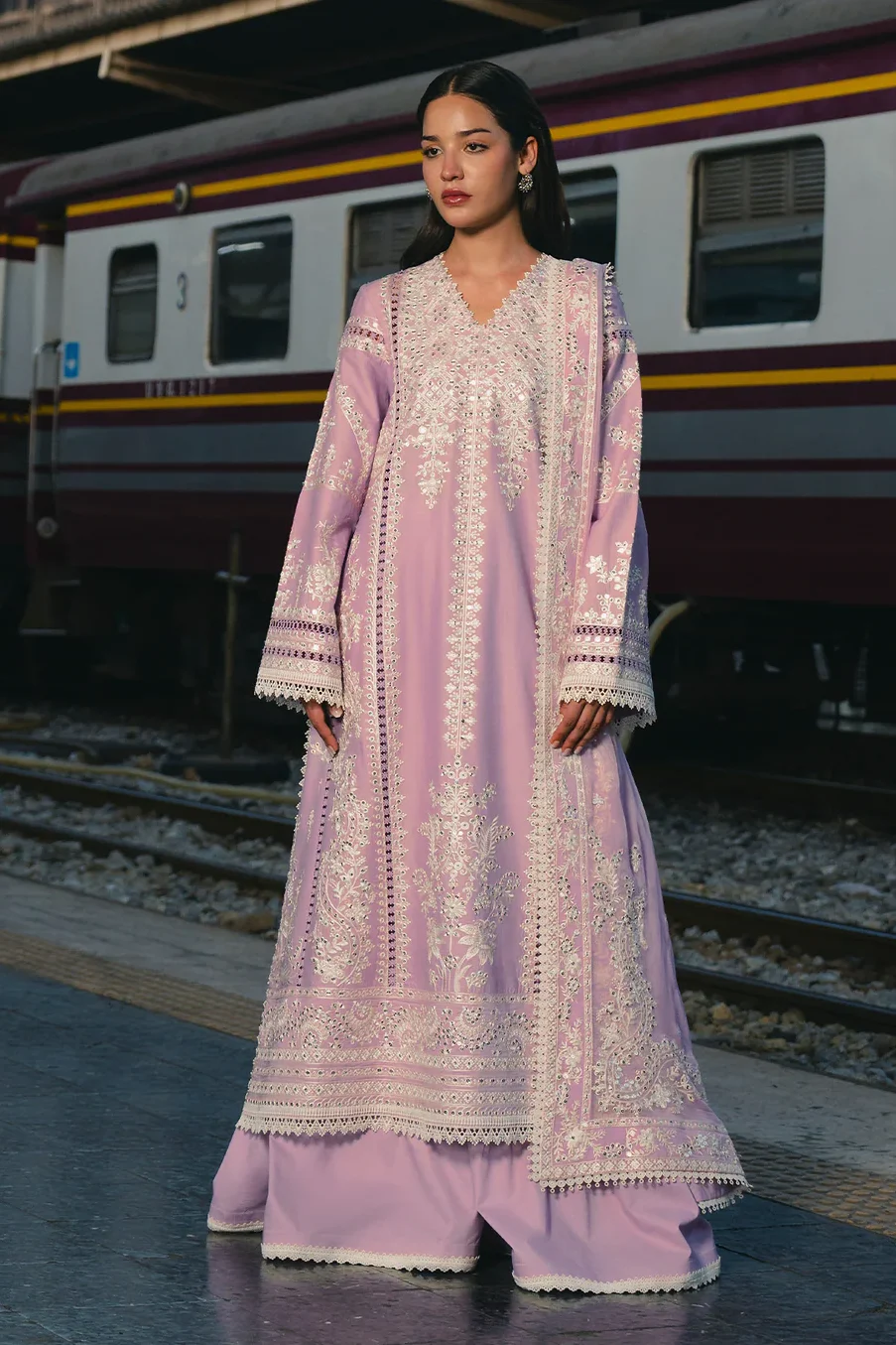Afrozeh Purple Luxury Lawn Collection Replica
