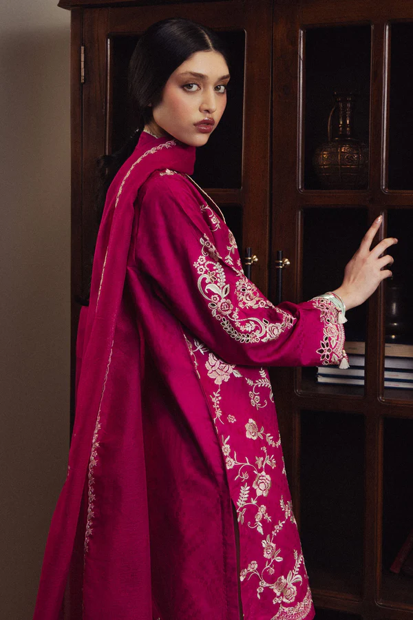 Zara Shahjahan Shocking Pink Luxury Lawn Collection Replica - Image 4