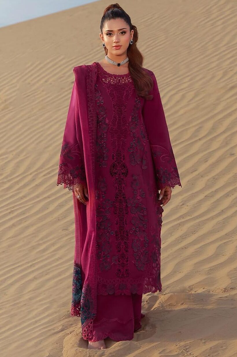 Rang Rasiya Maroon Luxury Lawn Collection Replica