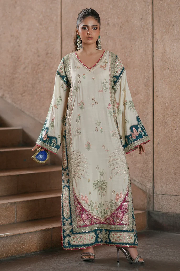 Ethnic White Sheesha Silk Formal Collection Replica