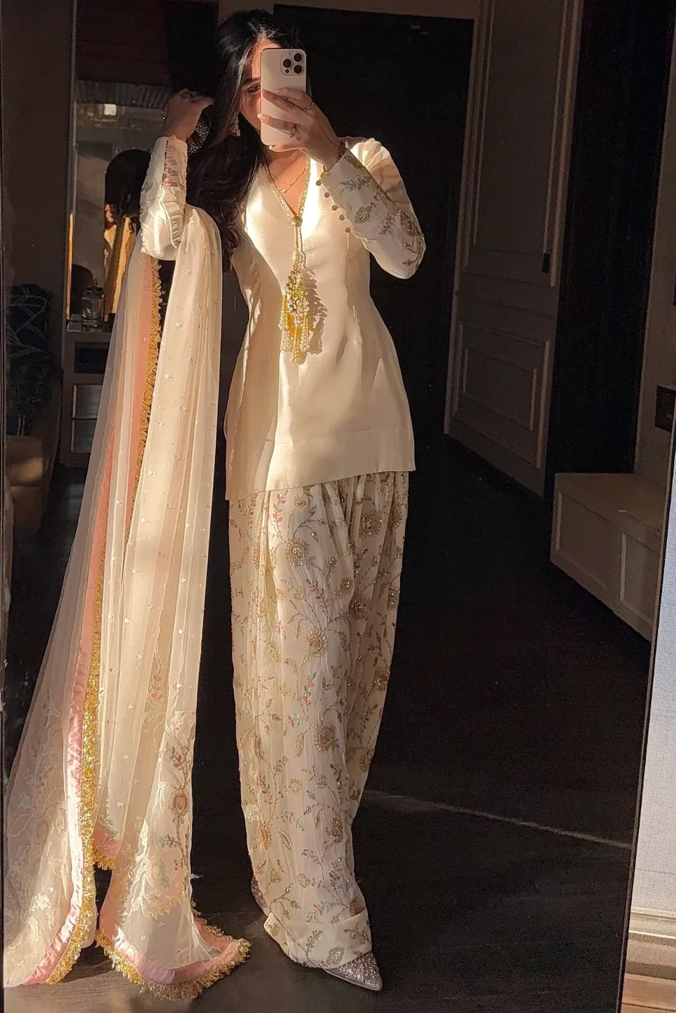 Zainab Shamsi White Raw Silk Formal Collection Replica