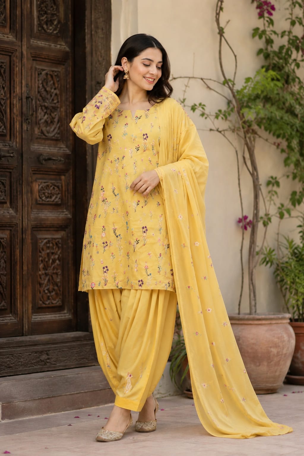 Alternative view of Shrenz Yellow Luxury Lawn Collection Replica