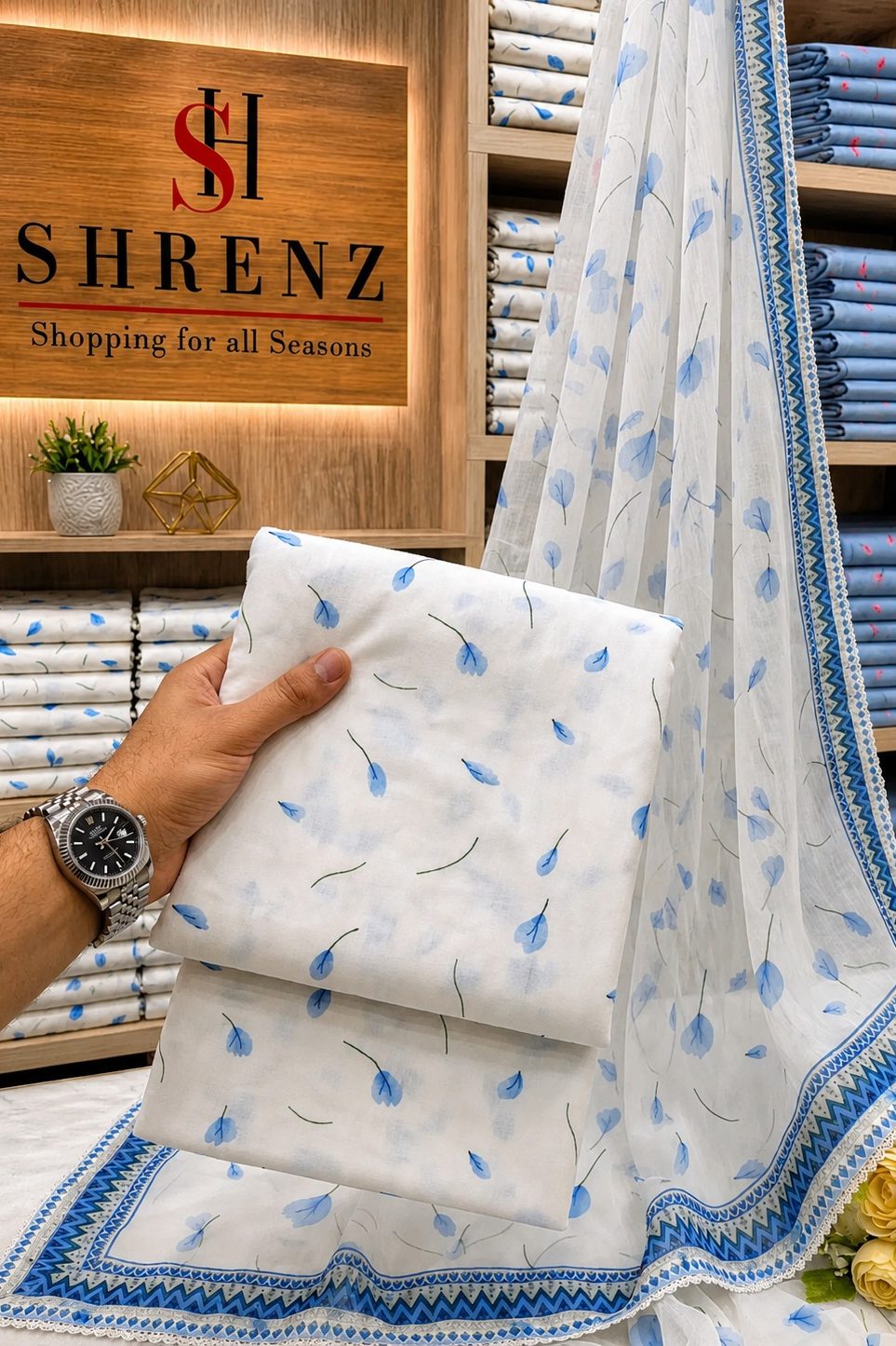 Shrenz White Swiss Lawn Collection Replica