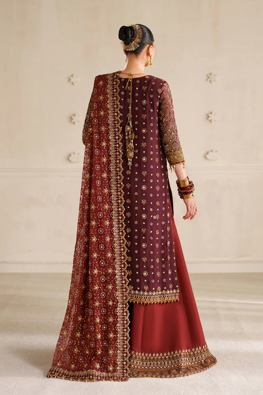 Baroque Maroon Chiffon Formal Collection Replica - Image 3
