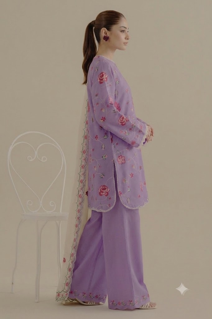 Alternative view of Zara Shahjahan Purple Printed Lawn Collection Replica