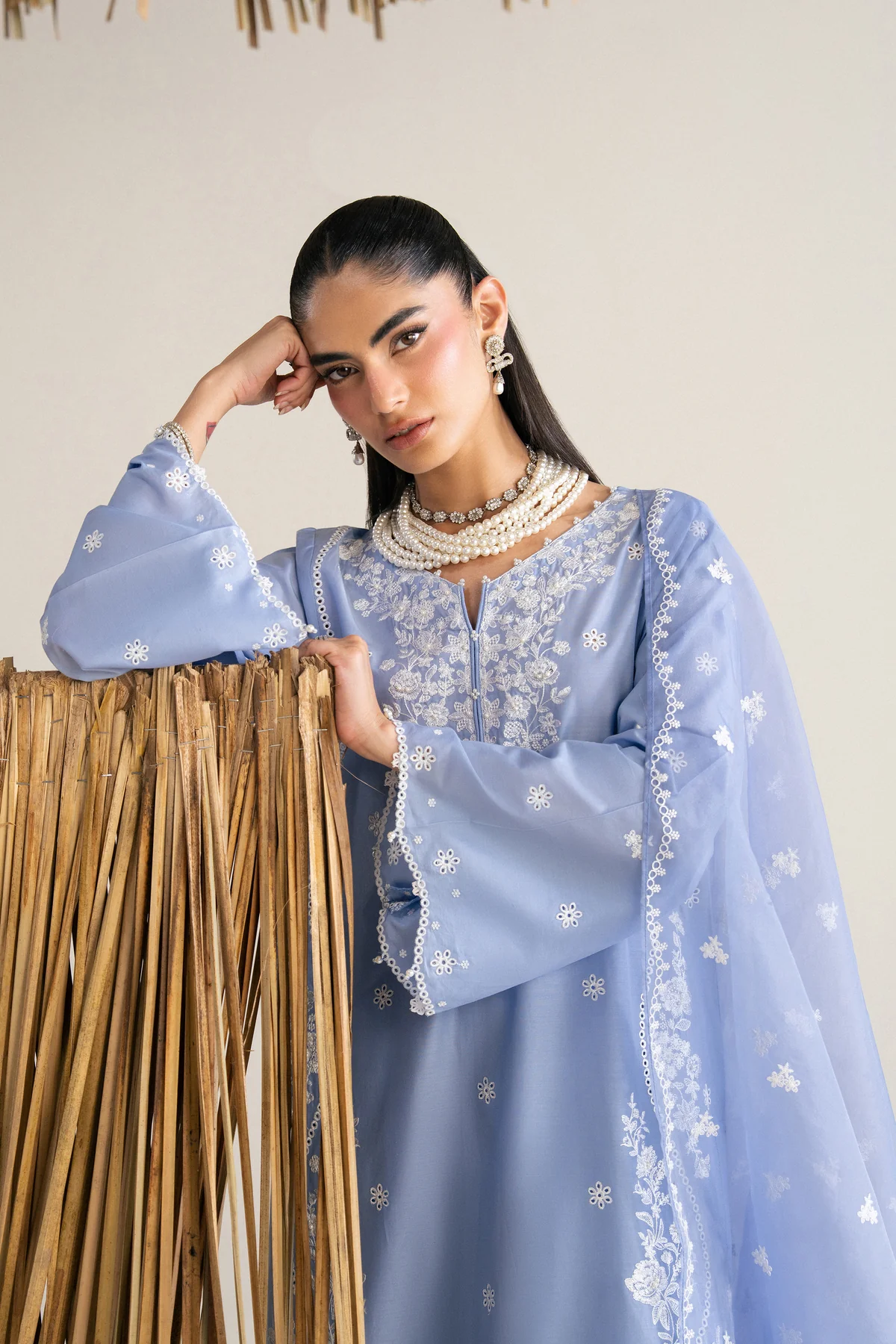 Batik Sky Blue Luxury Lawn Collection Replica - Image 4