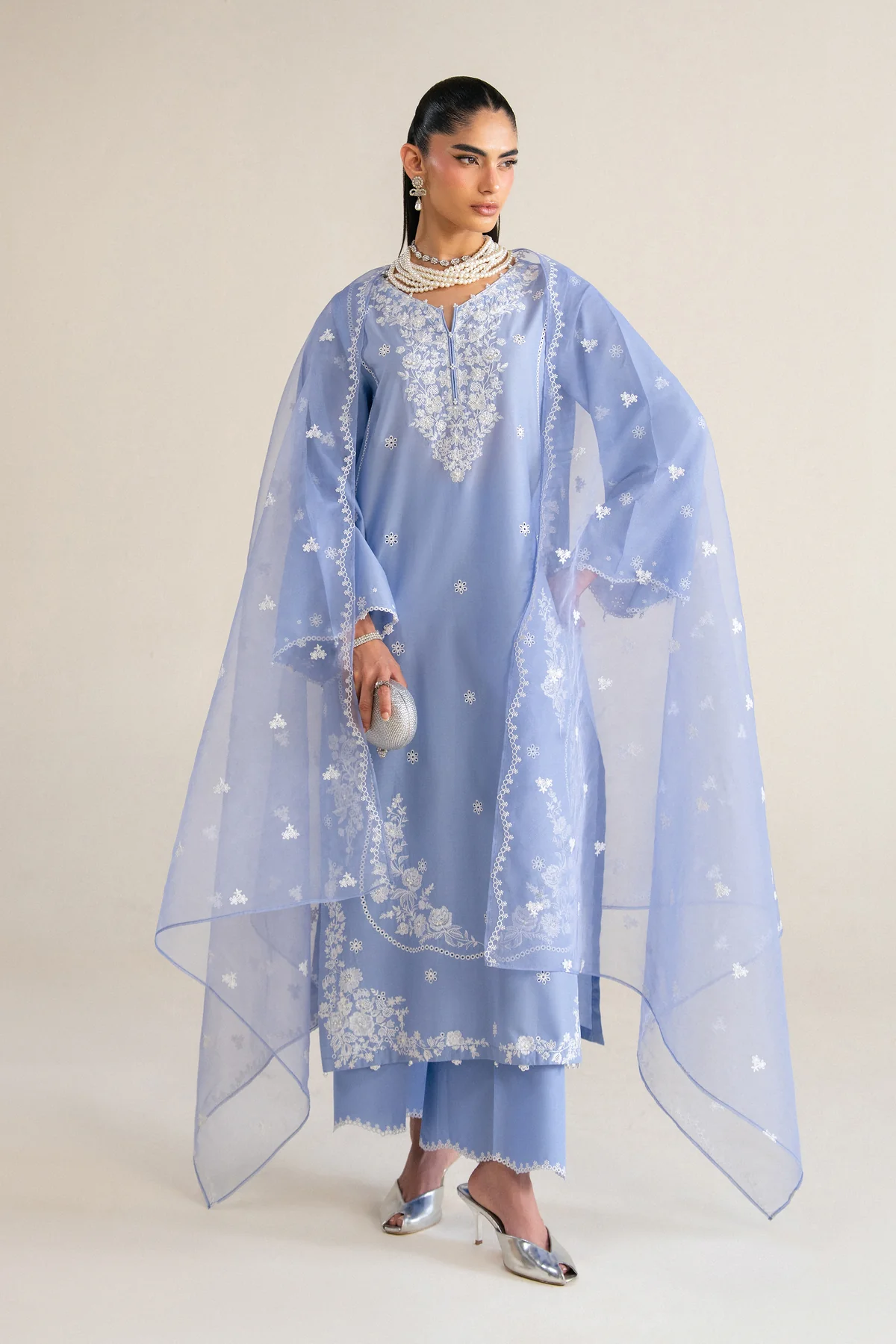 Batik Sky Blue Luxury Lawn Collection Replica - Image 3
