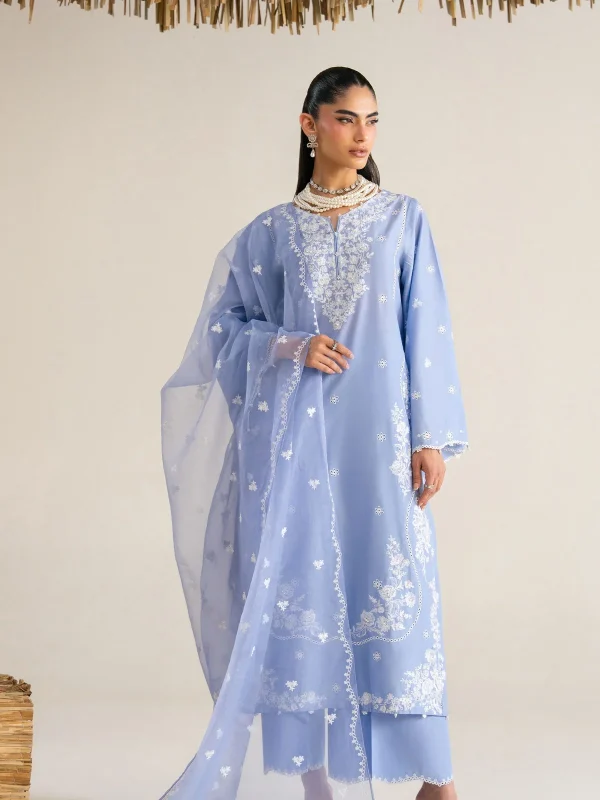 Batik Sky Blue Luxury Lawn Collection Replica