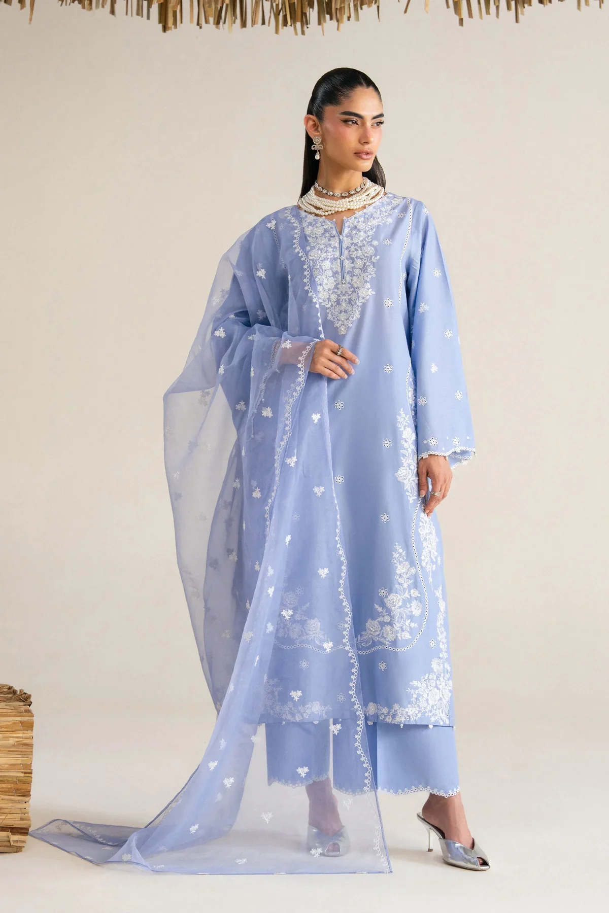 Batik Sky Blue Luxury Lawn Collection Replica