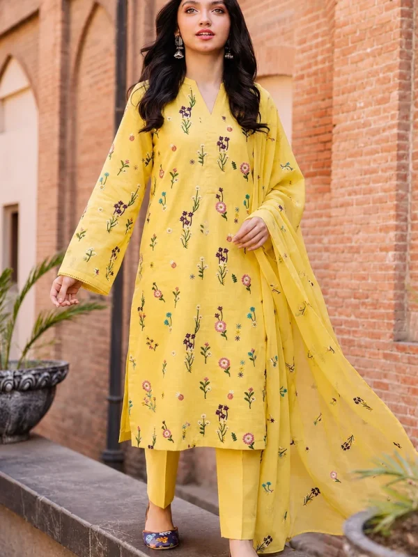 Shrenz Yellow Luxury Lawn Collection Replica