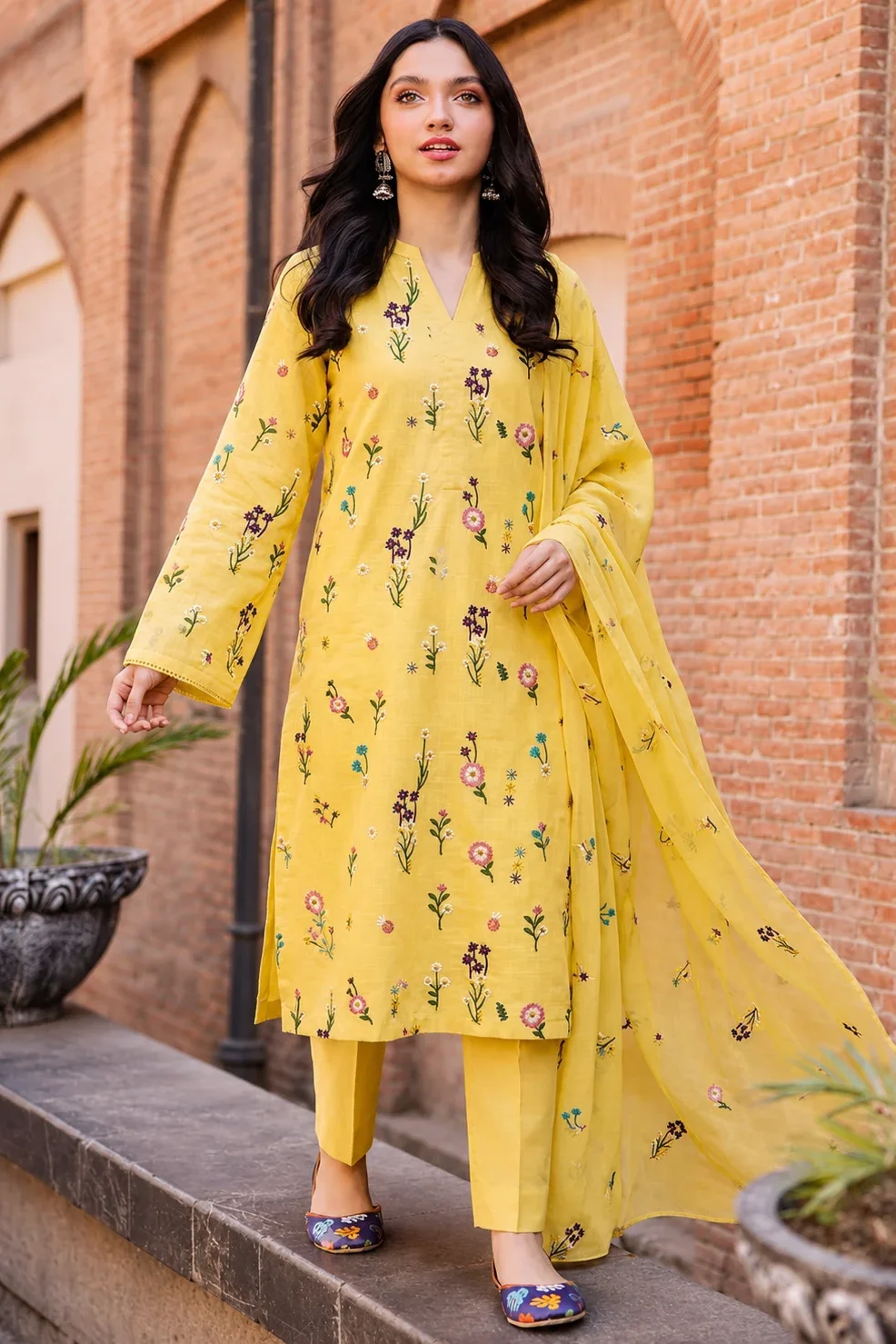 Shrenz Yellow Luxury Lawn Collection Replica