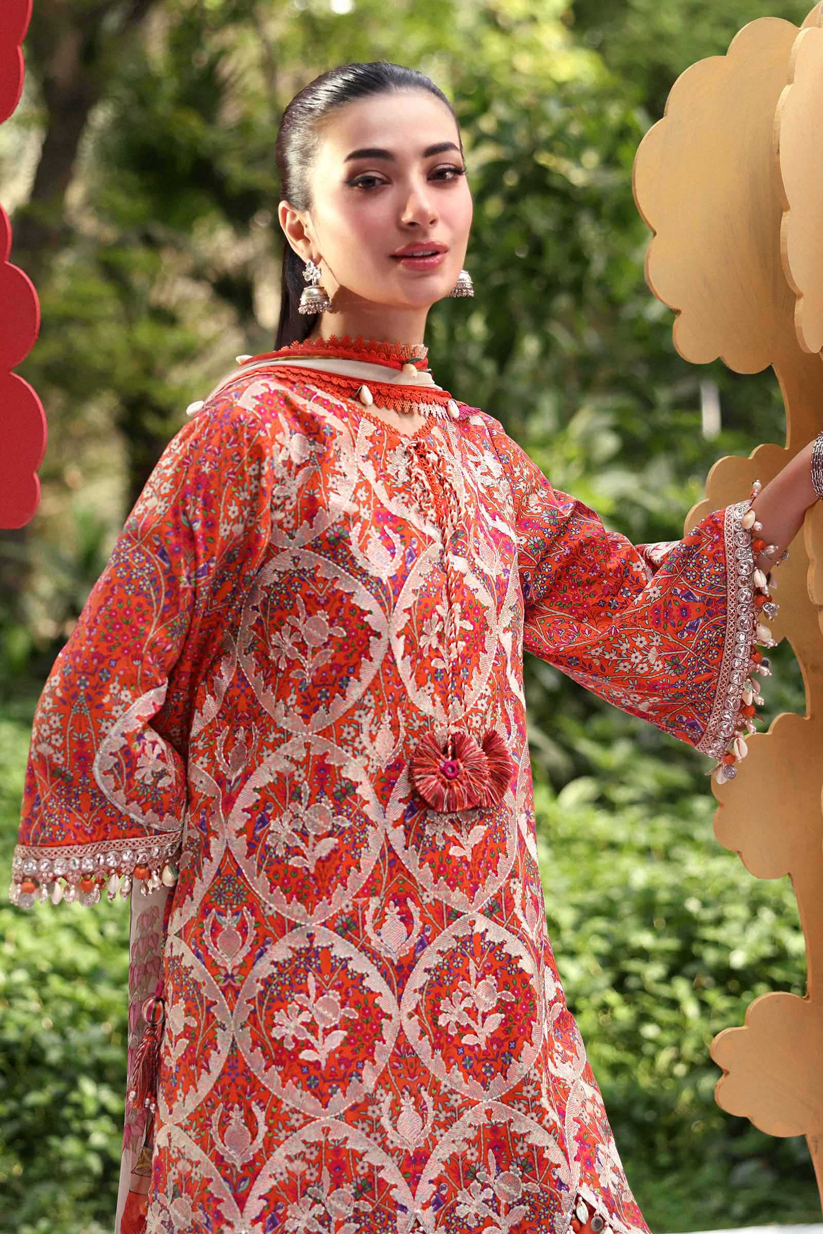 Alternative view of Maria B Orange Luxury Lawn Collection Replica
