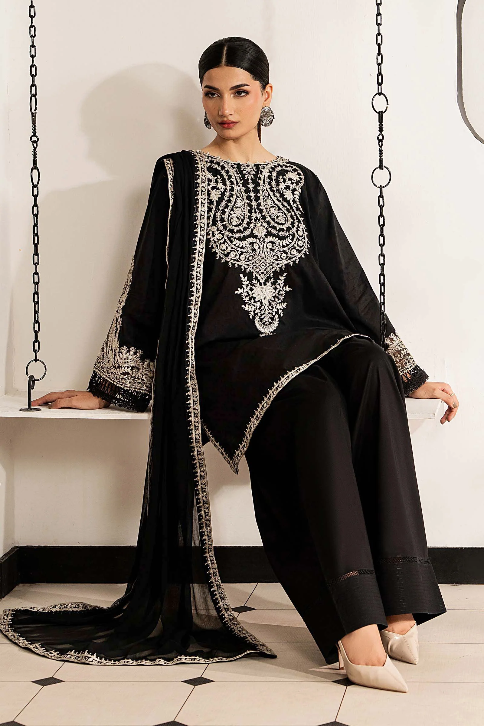 Maria B Black Chiffon Formal Collection Replica - Image 3