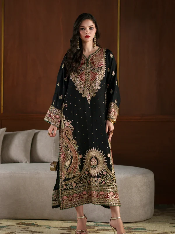 Ethnic Black Sheesha Silk Formal Collection Replica