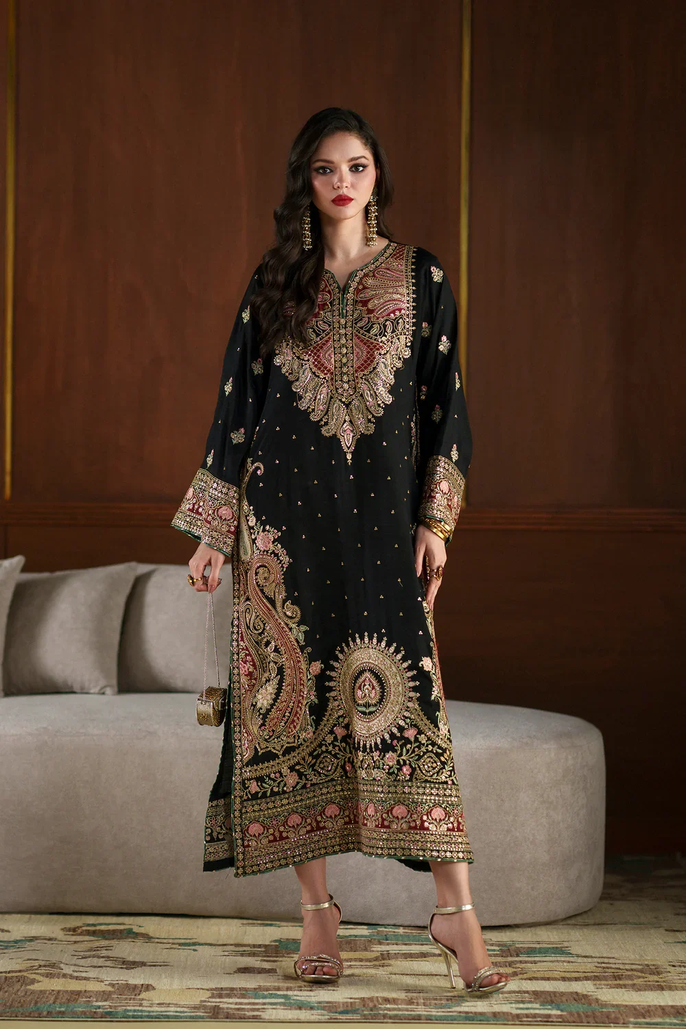 Ethnic Black Sheesha Silk Formal Collection Replica