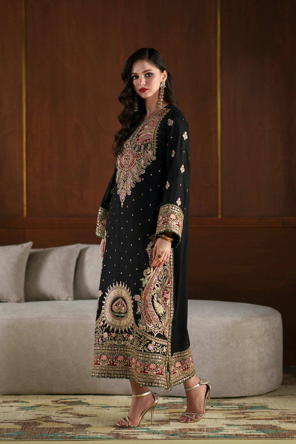 Ethnic Black Sheesha Silk Formal Collection Replica - Image 3