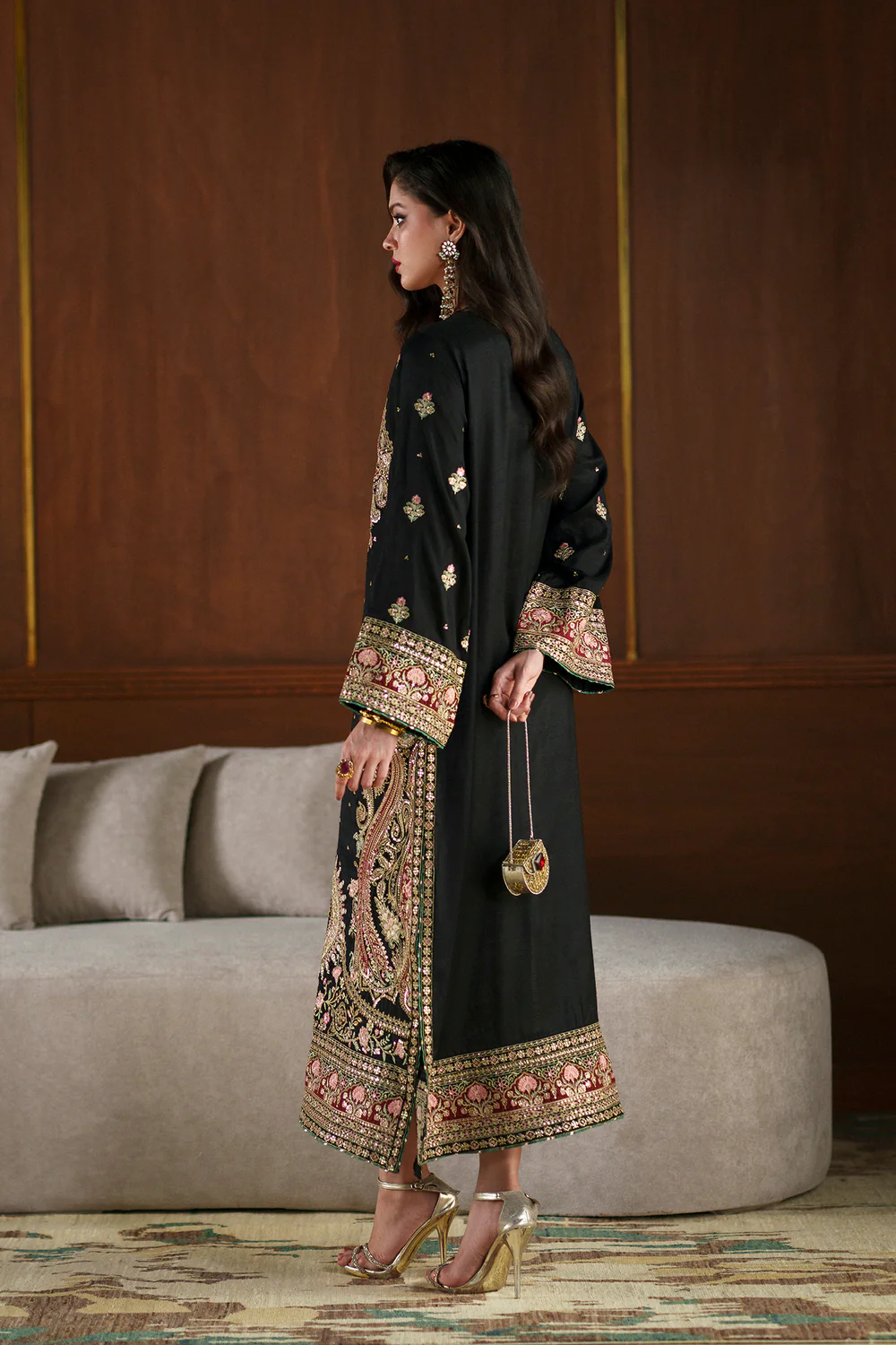 Alternative view of Ethnic Black Sheesha Silk Formal Collection Replica