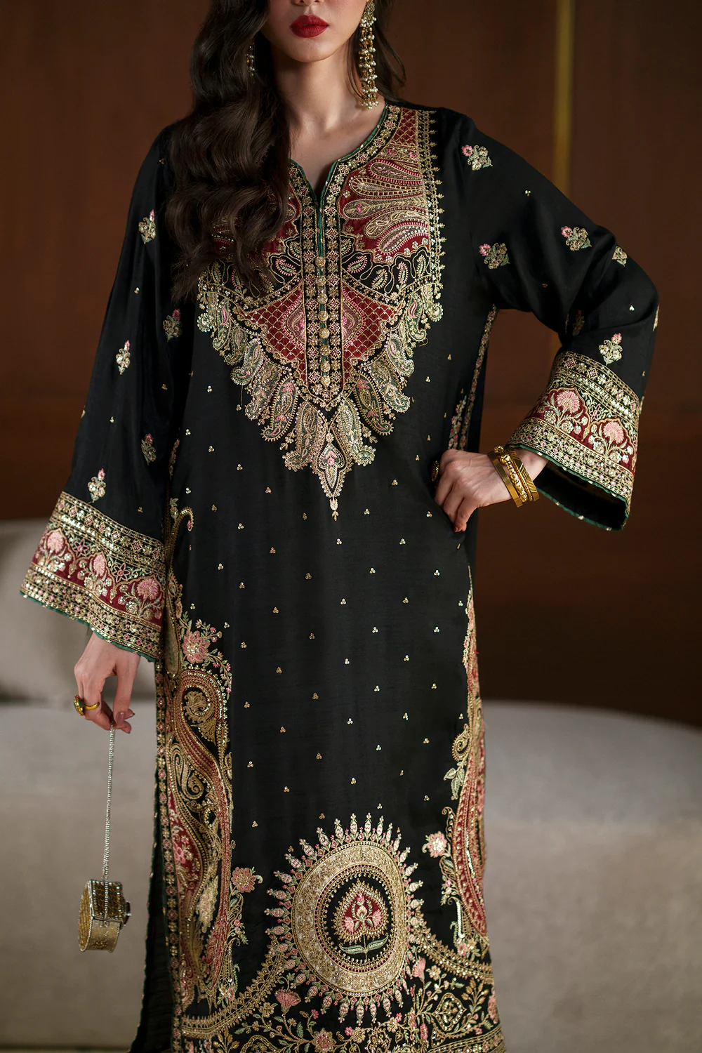 Ethnic Black Sheesha Silk Formal Collection Replica - Image 4