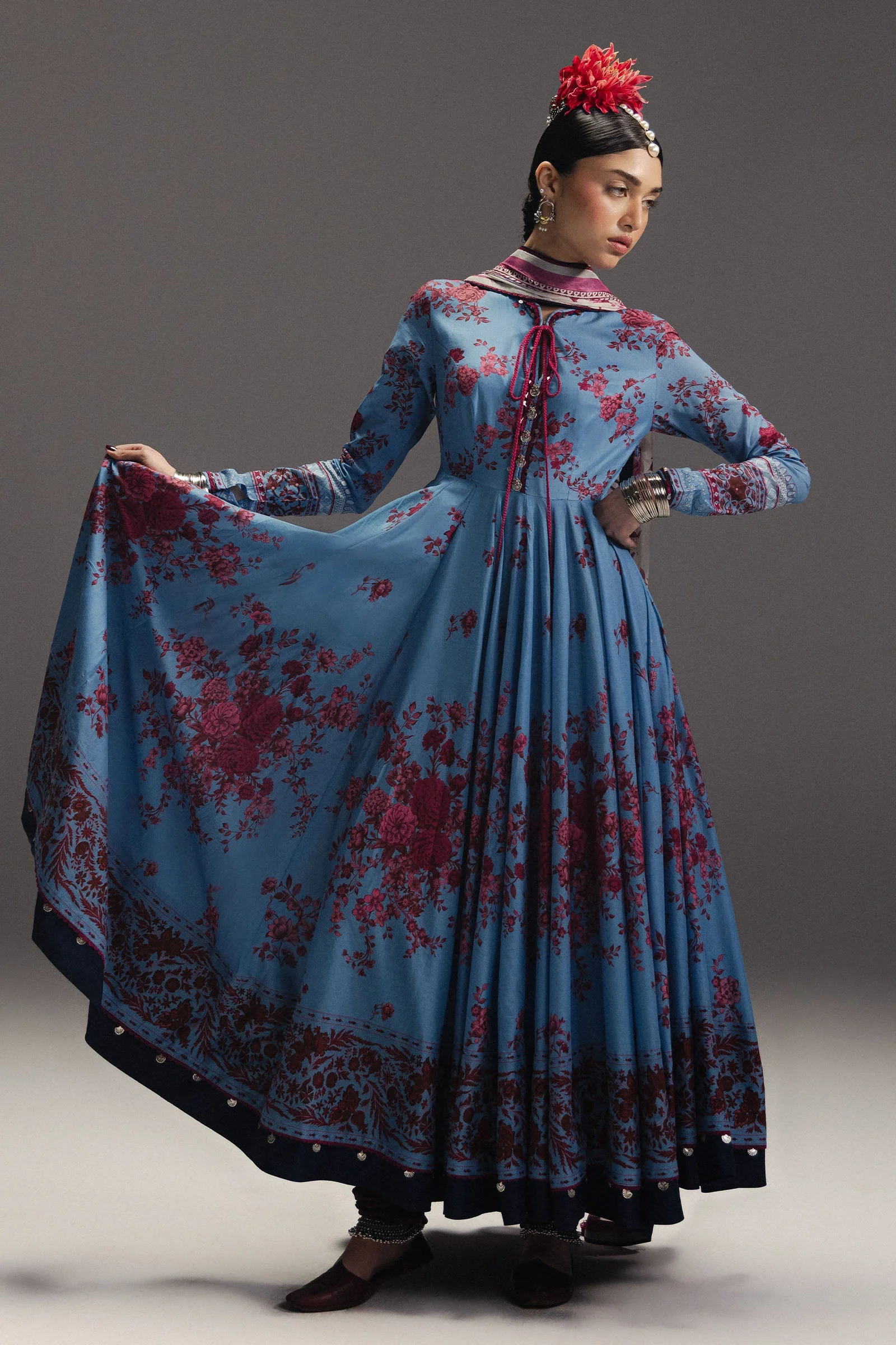 Alternative view of Zara Shahjahan Blue Silk Collection Replica