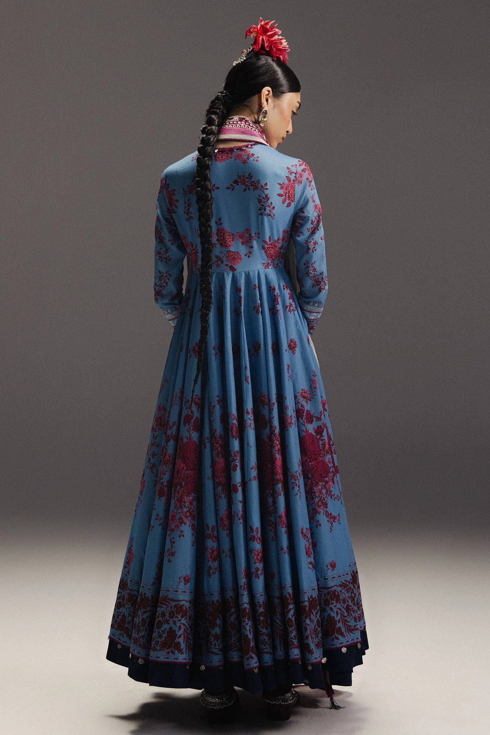 Zara Shahjahan Blue Silk Collection Replica - Image 3