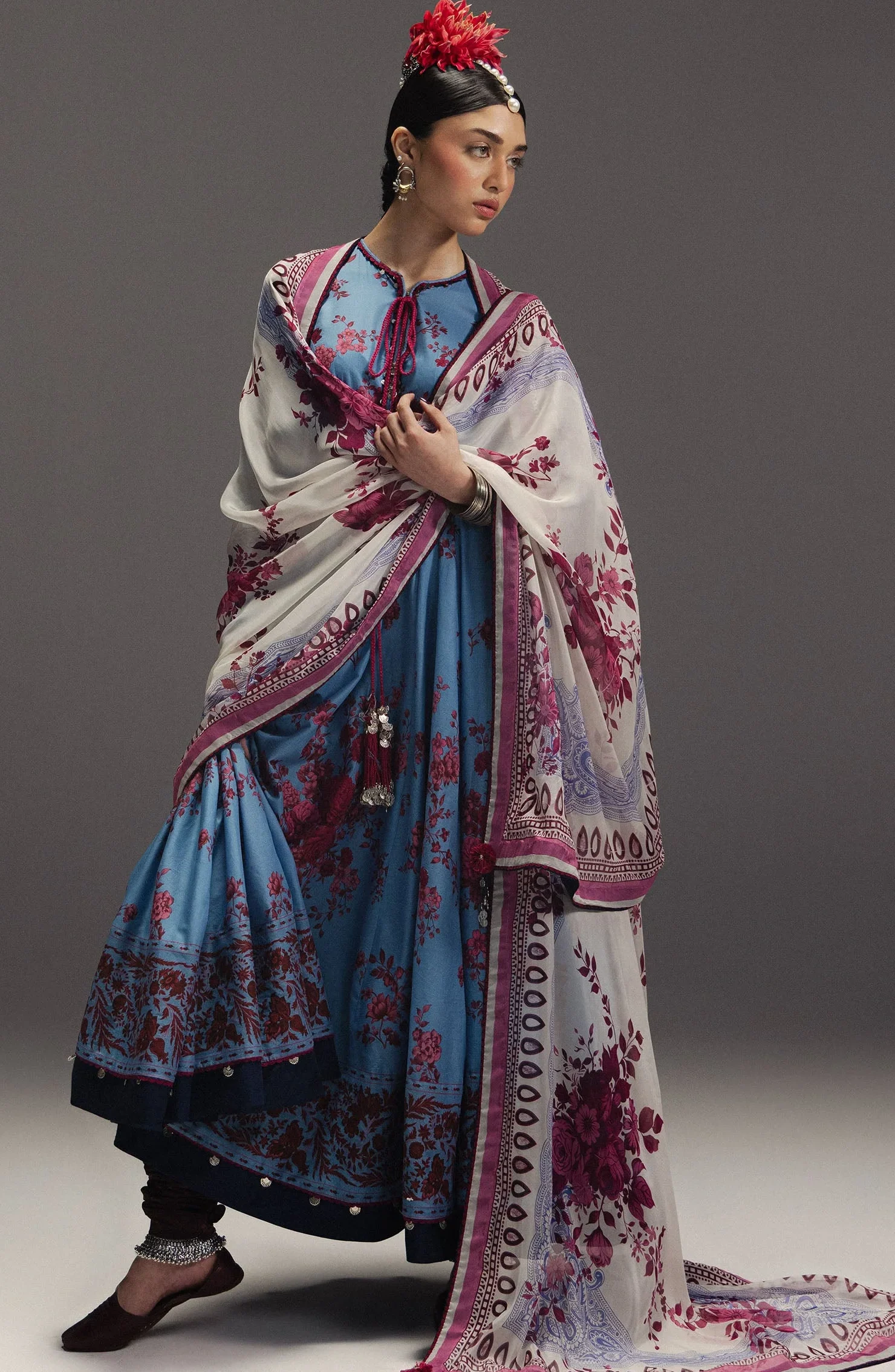 Zara Shahjahan Blue Silk Collection Replica