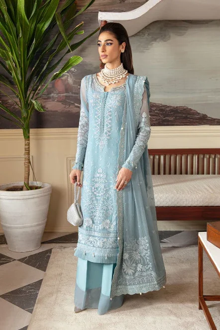 Gulaal Sky Blue Organza Formal Collection Replica