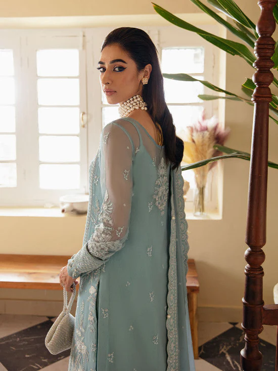 Gulaal Sky Blue Organza Formal Collection Replica - Image 3
