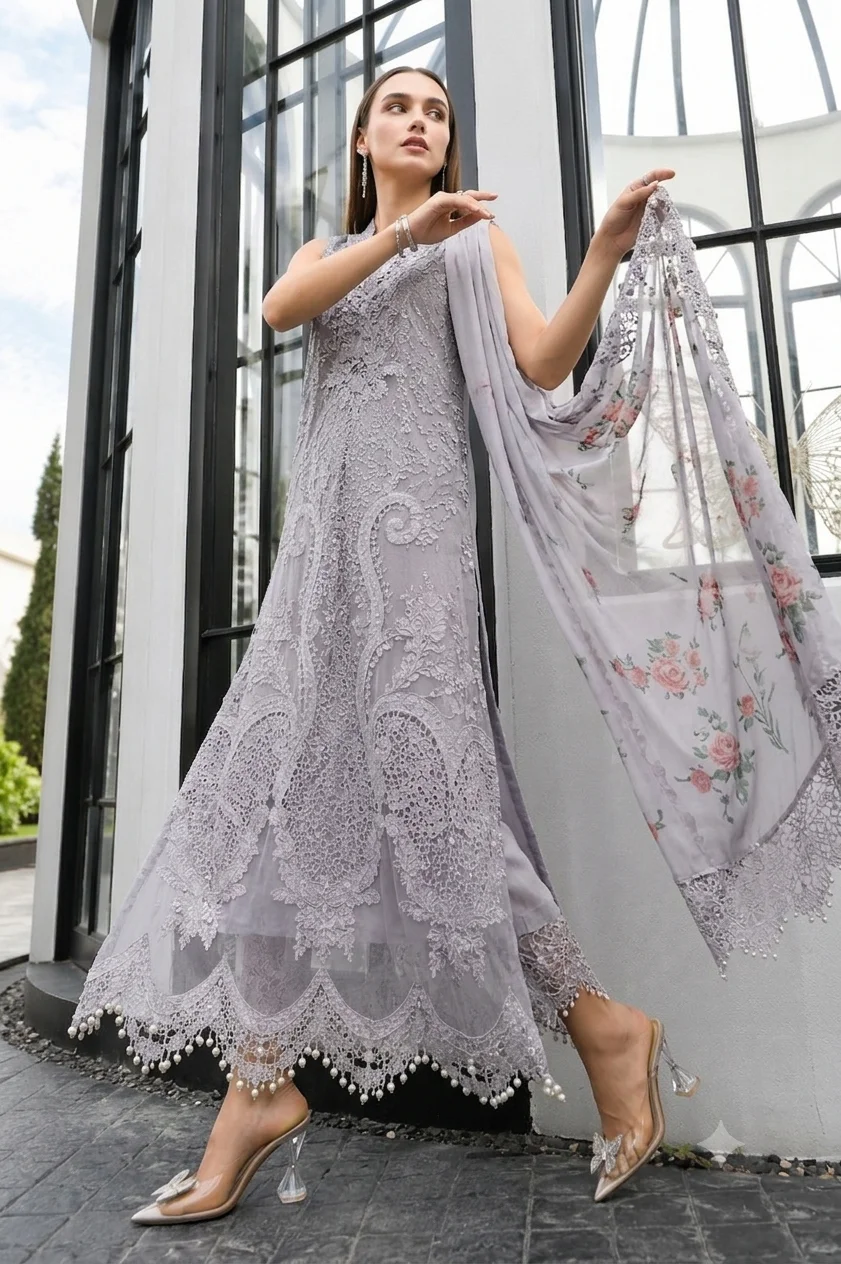 Alternative view of Maria B Grey Luxury Lawn Collection Replica
