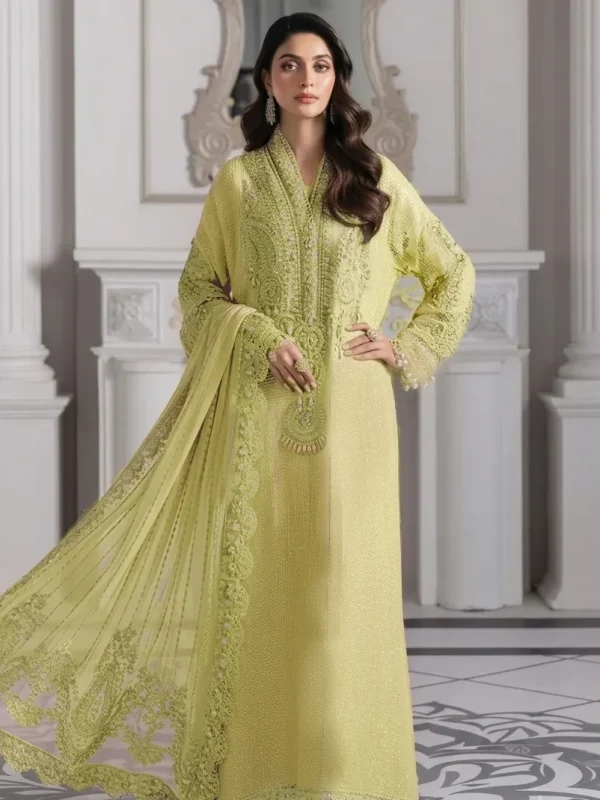 Maria B Lemon yellow Luxury Lawn Collection Replica