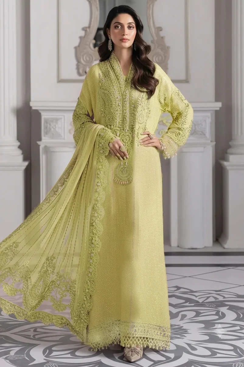 Maria B Lemon yellow Luxury Lawn Collection Replica
