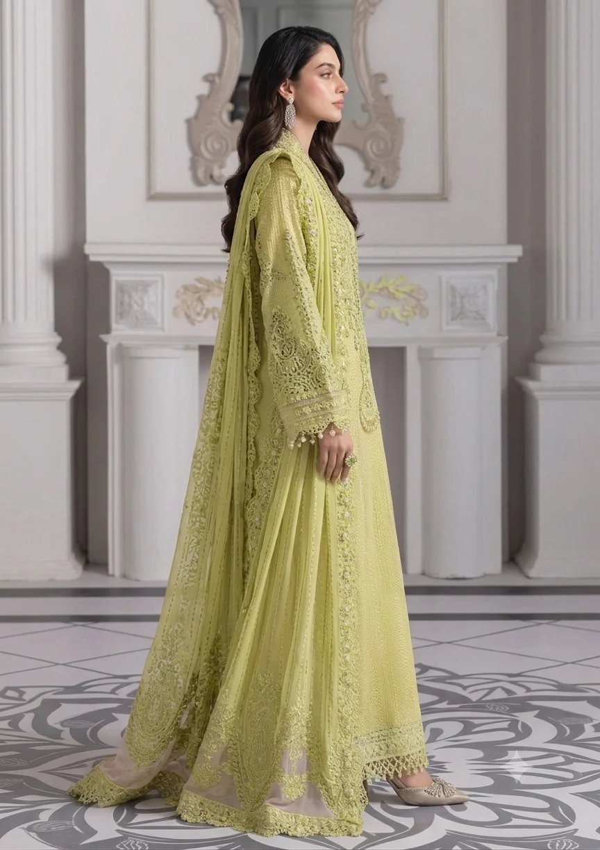 Alternative view of Maria B Lemon yellow Luxury Lawn Collection Replica