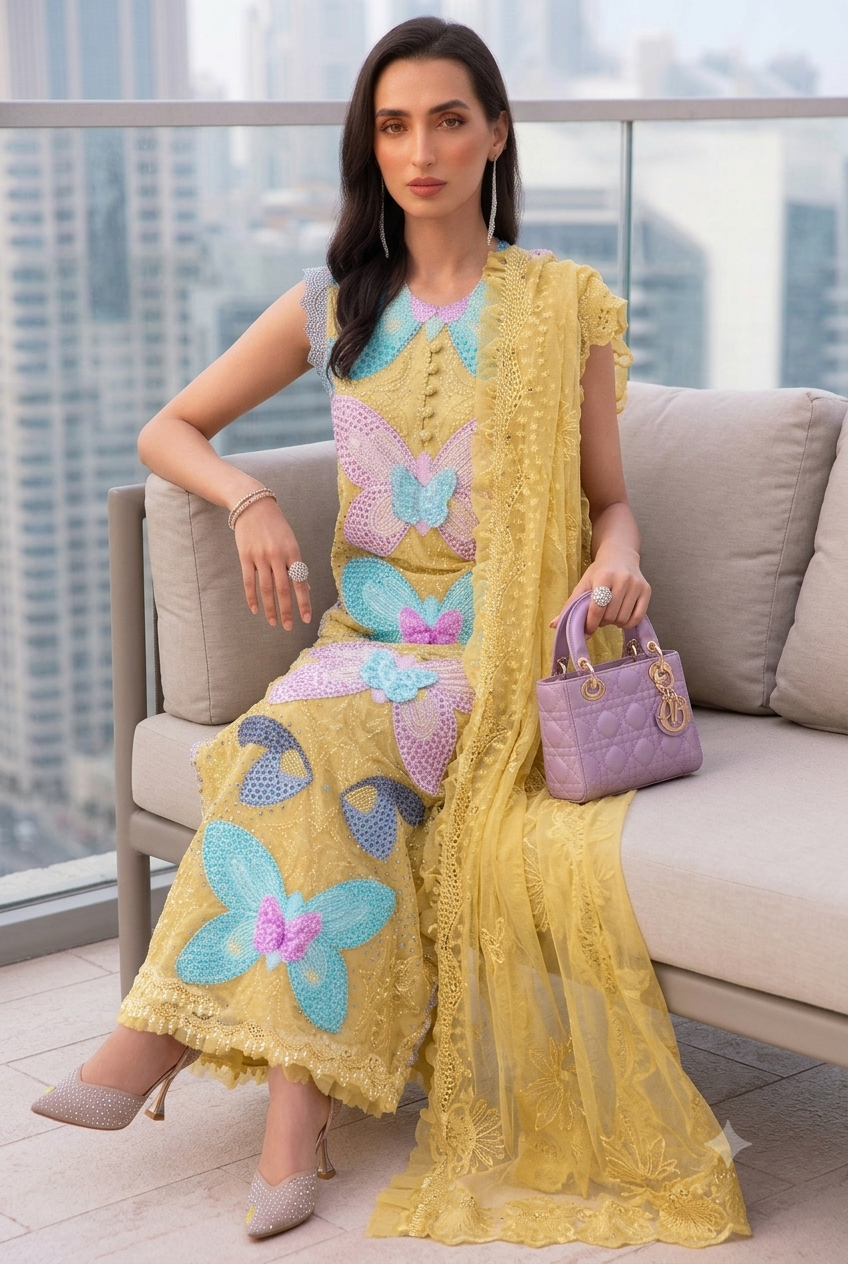 Maria B Yellow Luxury lawn Collection Replica - Image 3