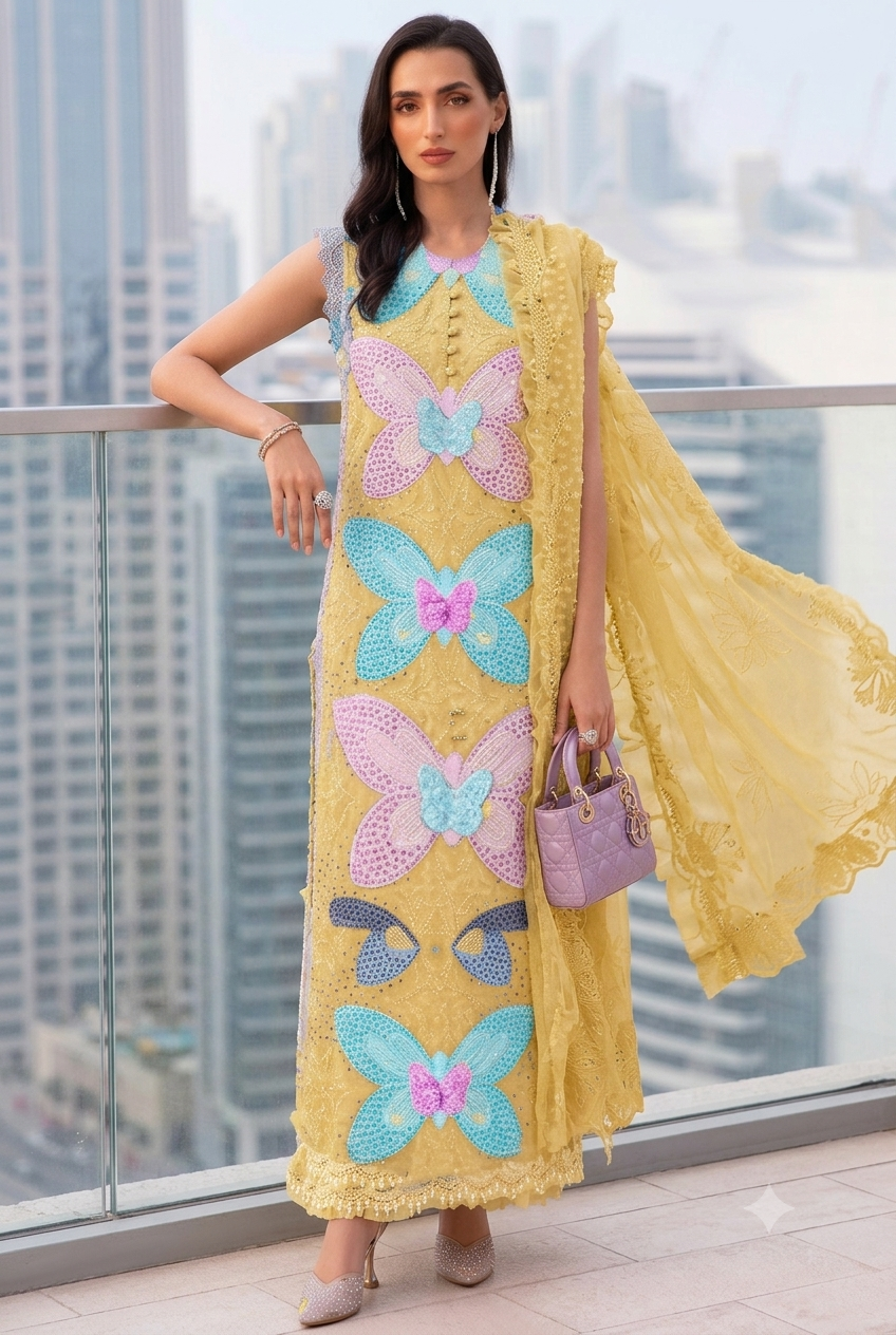 Alternative view of Maria B Yellow Luxury lawn Collection Replica