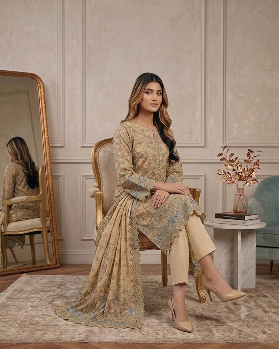 Alternative view of Shrenz Skin Luxury Lawn Collection Replica