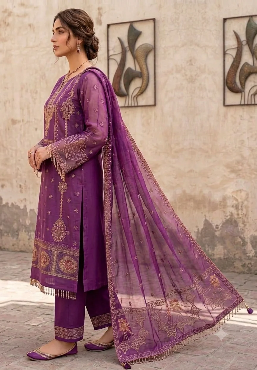 Alternative view of Shrenz Burgundy Sheesha Silk Formal Collection Replica