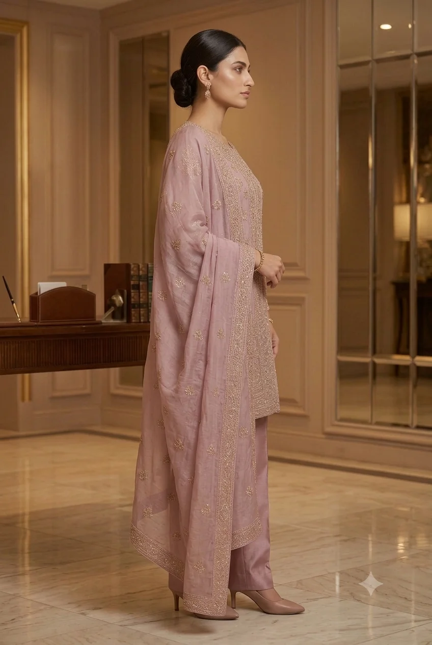 Agha Noor Peach Organza formal collection replica - Image 3
