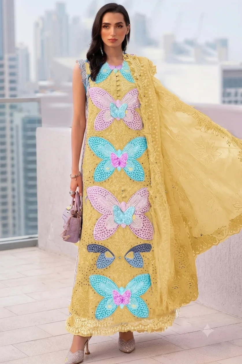 Maria B Yellow Luxury lawn Collection Replica