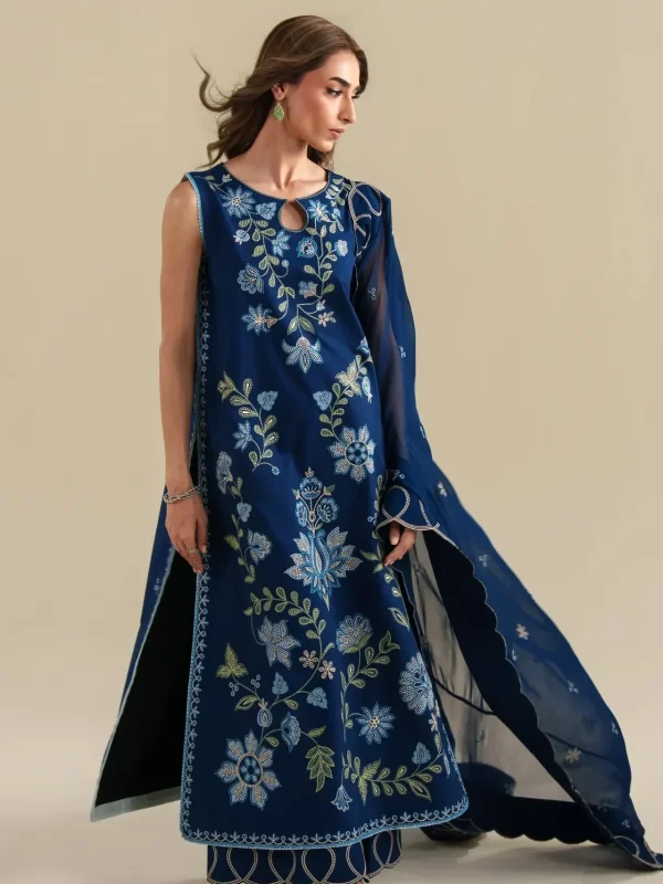 Zaib Blue Luxury Lawn Collection Replica