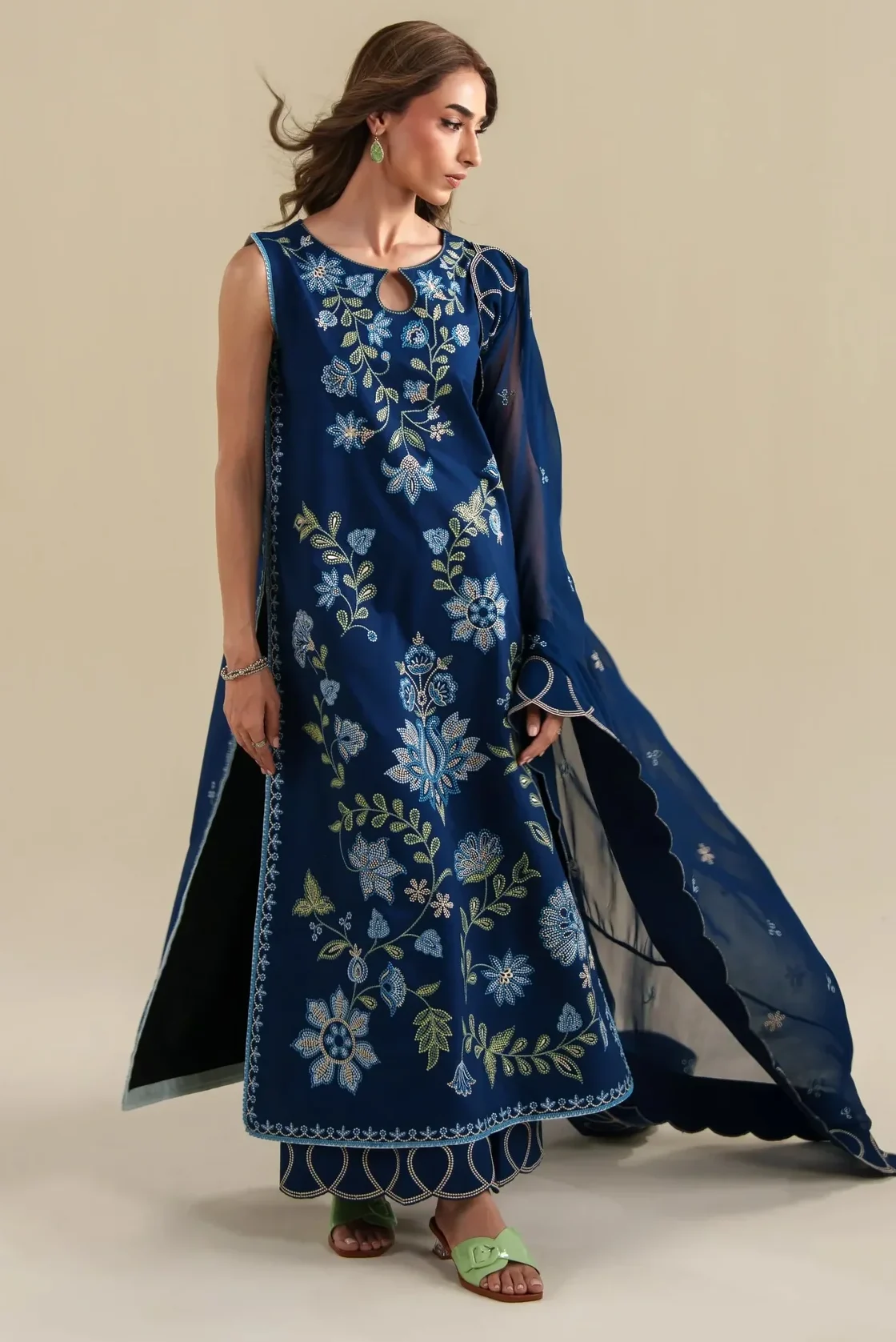 Zaib Blue Luxury Lawn Collection Replica