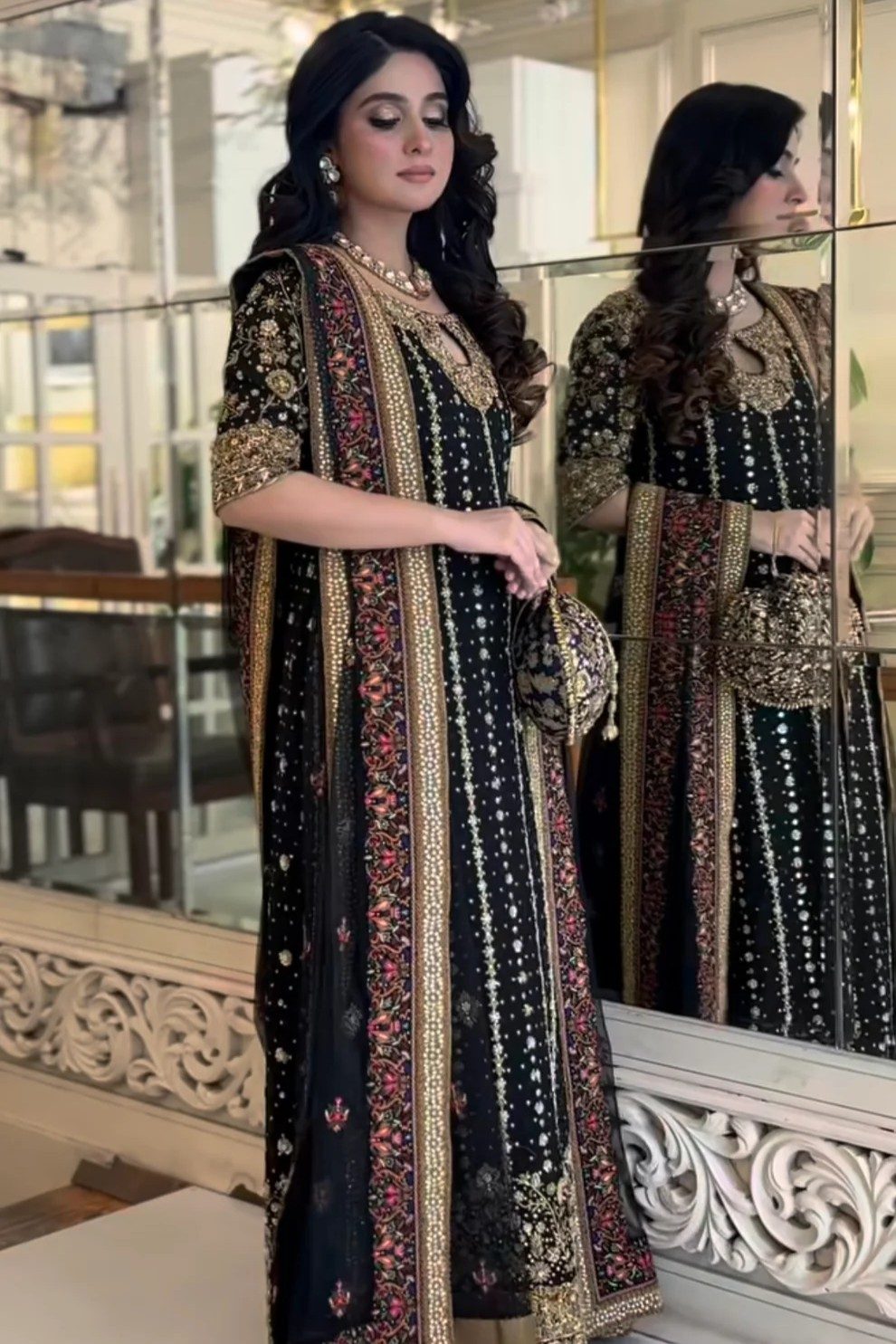 Haris Shakeel Black Bridal Collection Raw Silk Replica