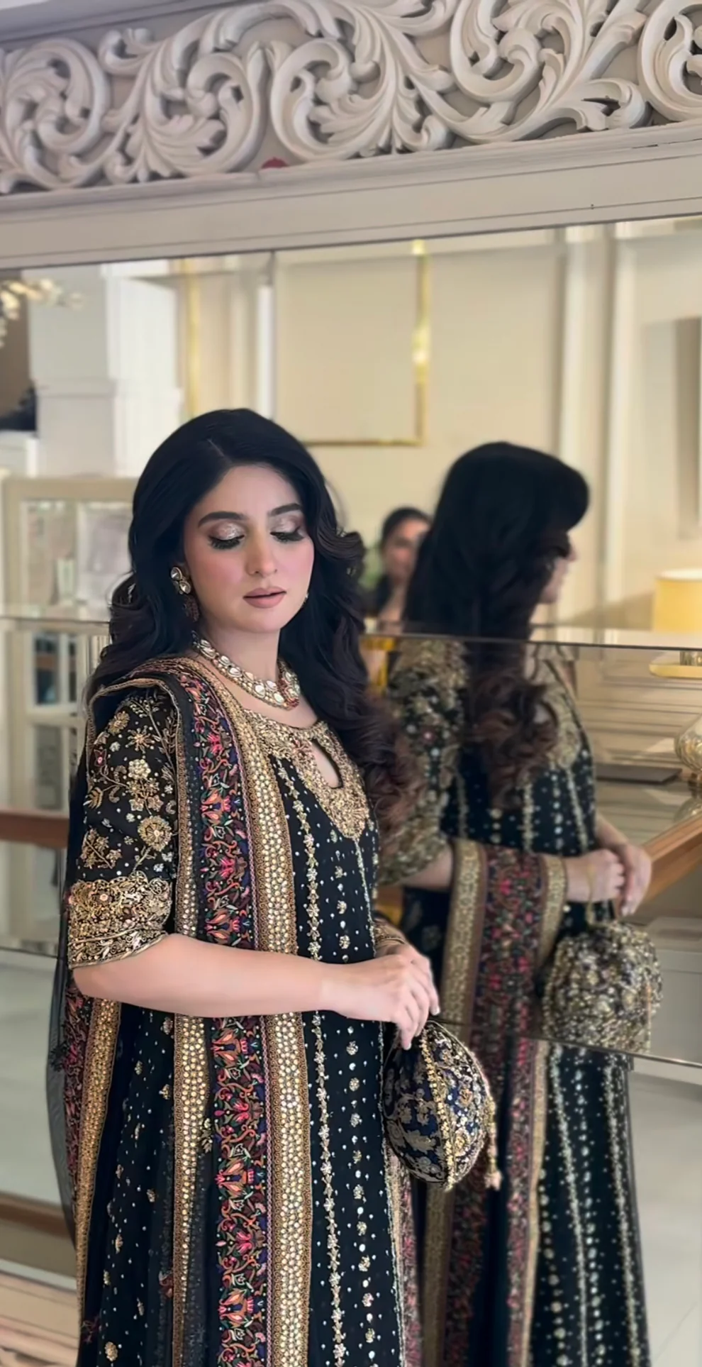 Haris Shakeel Black Bridal Collection Raw Silk Replica - Image 3